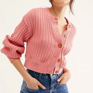 Free people all yours knit cardigan in pink